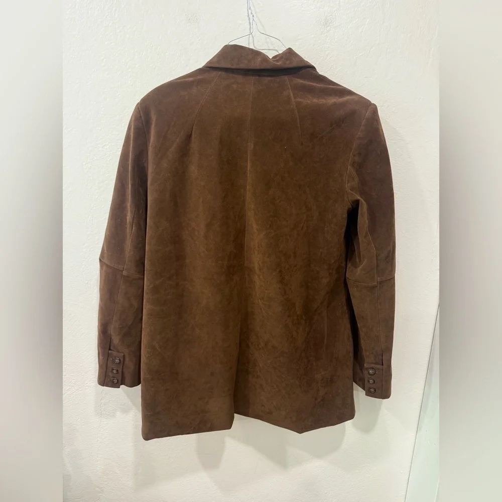 NWOT Free People Paper Cut Vegan Suede Blazer Brown Oversized Small - Picture 6 of 9